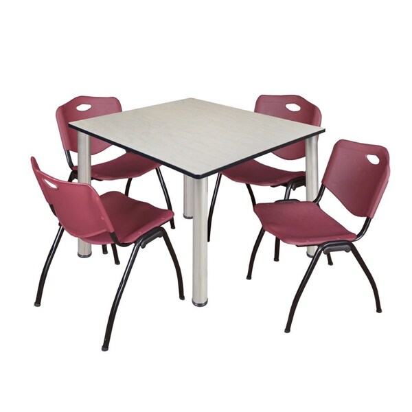 Kee Kee Square Table & Chair Set, Wood, Metal, Plastic Top, Maple TB4848PLBPCM47BY - main